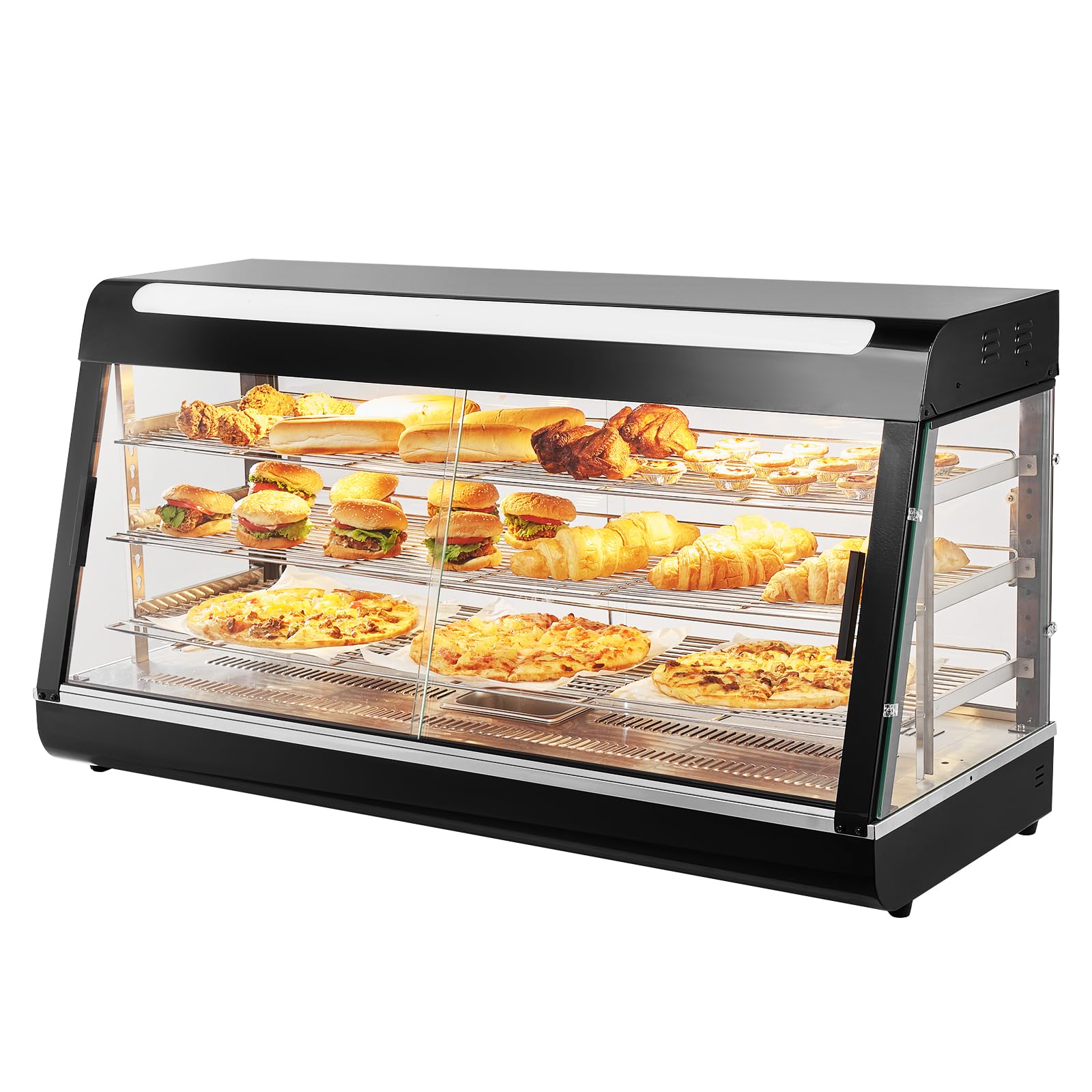 Photo 1 of VEVOR 3-Tier Commercial Food Warmer Display, 1500W Food Display Warmer with Light, Adjustable Shelf and Temperature Display, 86?~185? Steam Heating, 180L for Hamburger, Pizza, Bread, Fried Chicken