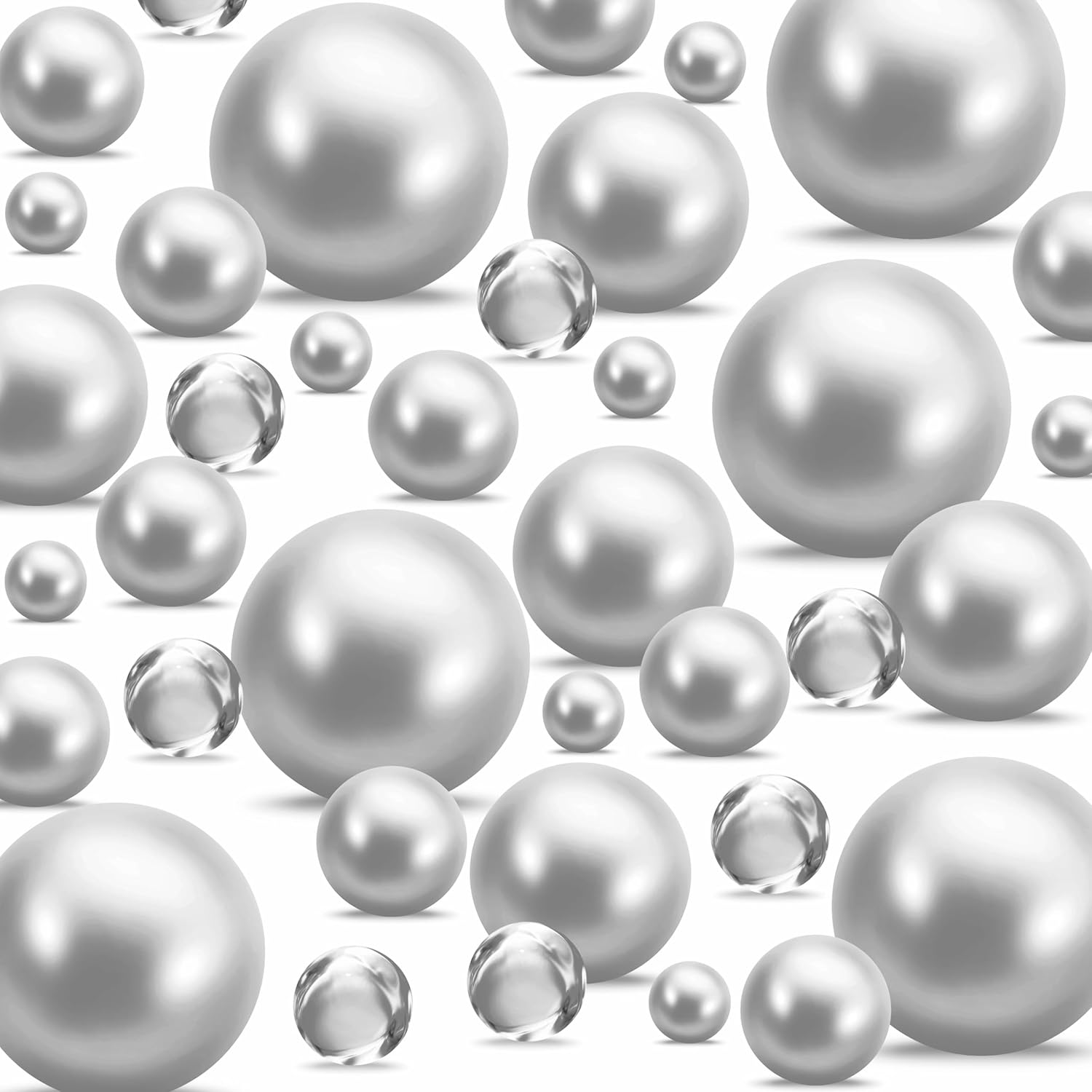 Vase Fillers - BYMORE 300Pcs Floating Beads for Vases, Highlight No Hole Pearls Vase Filler for Floating Candles Centerpieces, DIY Wedding, Birthday, Anniversary, Christmas Home Decor (Silver)
