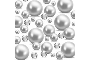 BYMORE 300Pcs Floating Beads for Vases, Highlight No Hole Pearls Vase Filler for Floating Candles Centerpieces, DIY Wedding, Birthday, Anniversary, Christmas Home Decor (Silver)