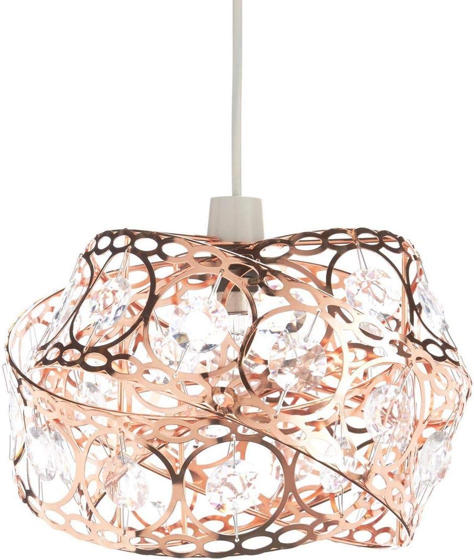 Gem Wrap Twist Design Glamour Rose Gold Metal Lamp Shade Easy Fit Light Pendant Amazon.co.uk