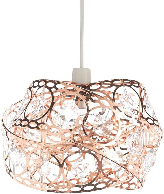 Gem Wrap Twist Design Glamour Rose Gold Metal Lamp Shade Easy Fit Light