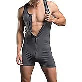 YUFEIDA Men's Athletic Supporters One Piece Bodysuit Cotton Jumpsuit Slim Fit Active Base Layers Singlet Leotard