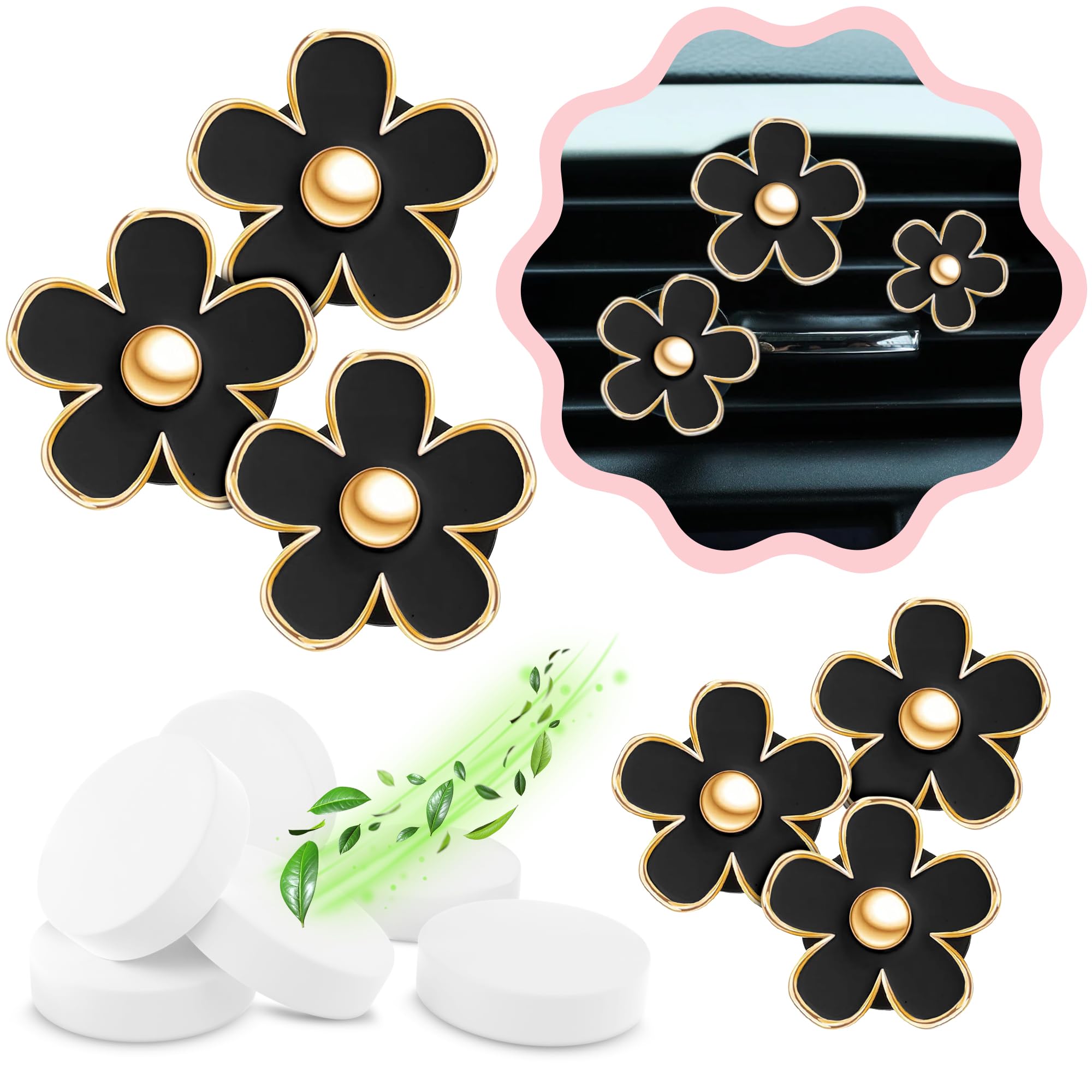 Photo 1 of 6 Pieces Daisy Car Decoration Flower Air Vent Clip Air Conditioning Outlet Clip Car Air Freshener Clip Car Interior Decor Charm Colorful Interior Accessories for Girls Women