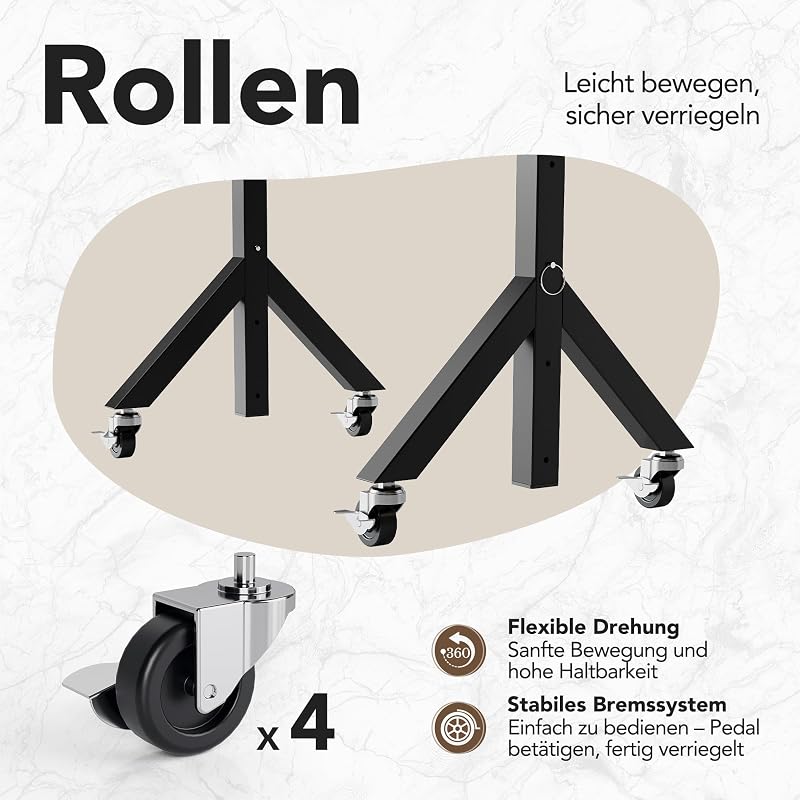 Höhenverstellbarer Schreibtisch 80 x 40cm mit Rollen