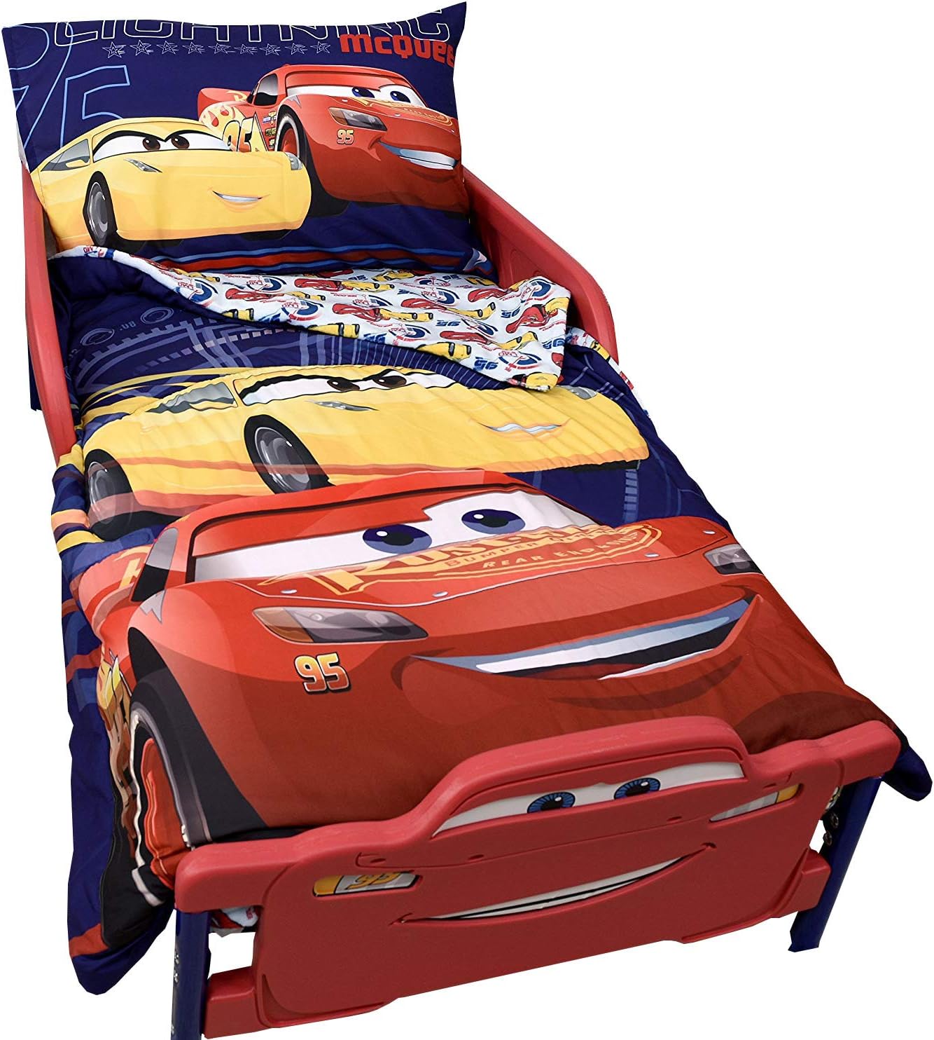 Nemcor Disney Cars 3 Lightning McQueen Toddler Bedding Set 3 Pieces - 52" x 28"