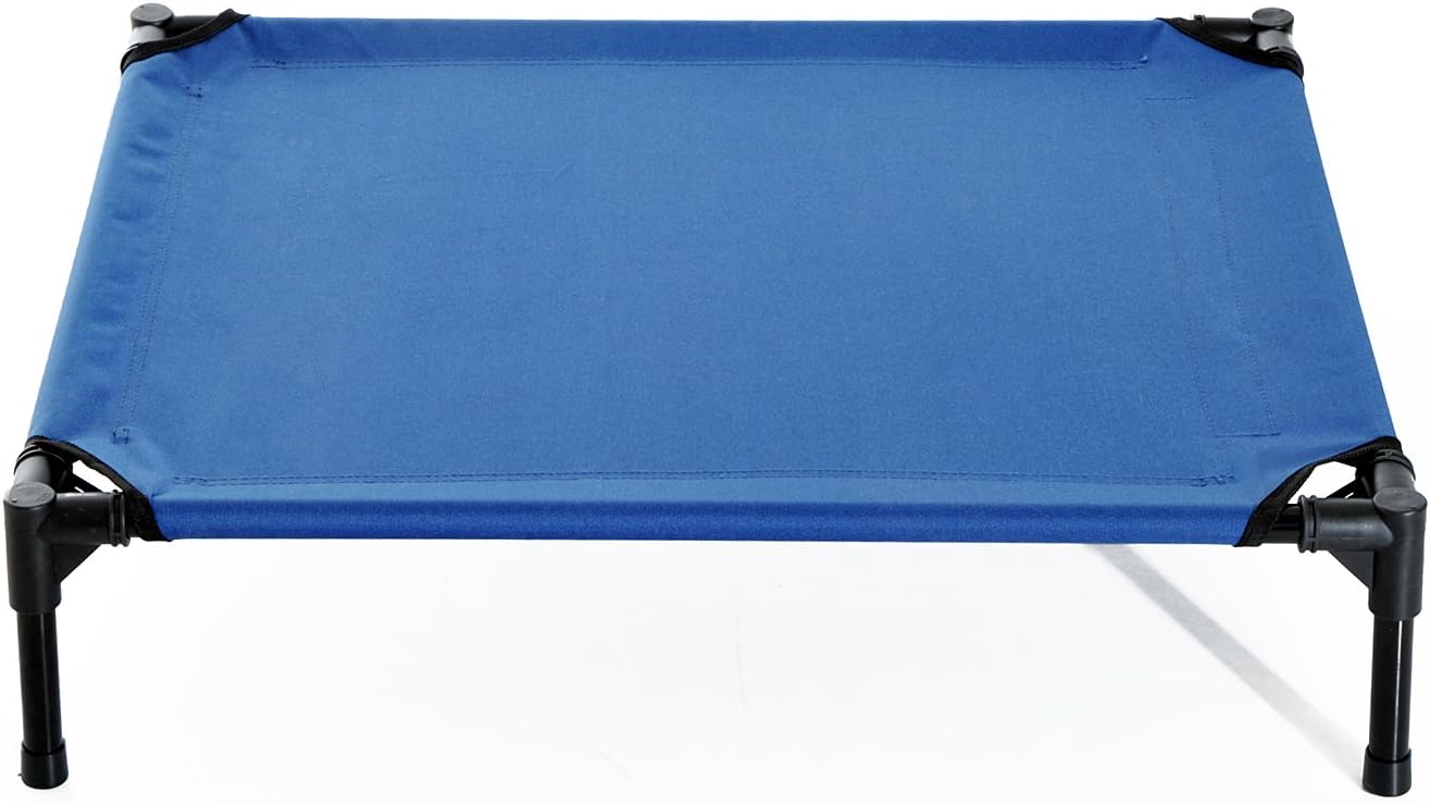 PawHut Elevated Pet Bed Portable Camping Raised Dog Bed w/ Metal Frame Blue (Medium), 76 x 61 x 18 cm (L x W x H) - Image 5