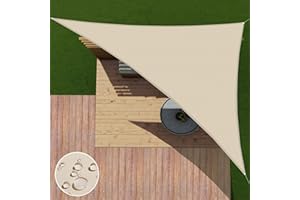 Patio Paradise 12' x 12' x 17' Waterproof Sun Shade Sail Triangle Right, UV Block Sunshade Canopy Outdoor Patio Covers Shade Cloth Tarp for Backyard Deck Garden Awning (Customized), Beige