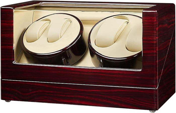 jqueen - reloj automático de madera con carrete y caja de almacenamiento: Amazon.es: Hogar