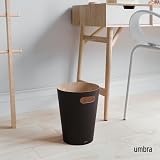 Umbra Woodrow 2-Gallon Modern Wooden Trash Can Black Natural view 2
