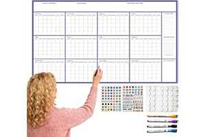 Wall Calendars 2026 - Big Grid Dry Erase Yearly Planner | 12 Month Calendar 2026 Wall Planner,for Home Apartment Office Schoo
