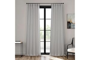 HPD Half Price Drapes - Faux Linen Curtains for Living Room (1 Panel) - 50W X 84L - Textured Room Darkening Curtains for Bedroom 84 Inches Long - Drapes for Home Decor, Birch