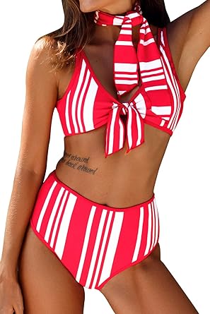 red tie bikini top