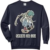 Skate or Die Quote Skeleton Skateboarder Skull Skateboarding Comfort Colors Adult Sweatshirt