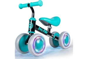 LOL-FUN Baby Balance Bike for 1 Year Old Boys Girls Toy Birthday Gift, Colorful Lighting Balance Bike for Toddlers 12 18 Months with 4 LED Wheels & Adjustable Seat