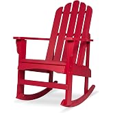 Shine Company Marina Adirondack Porch Rocker, Indoor Outdoor Wood Rocking Chair, Chili Red