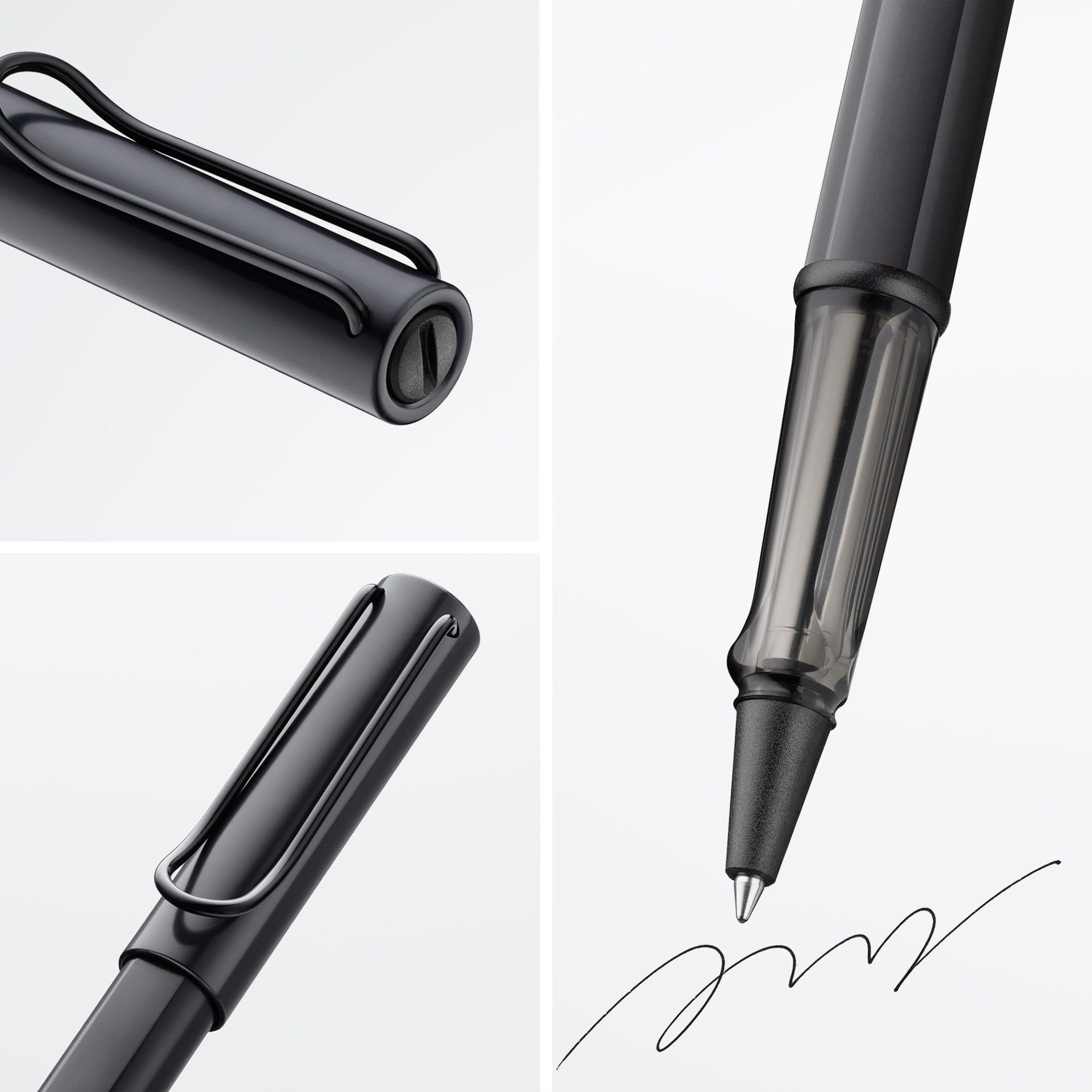 Lamy AL-star black Tintenroller - leichter Stift mit transparenten, ergonomischen Griff & Strichbreite M - Gehäuse aus Aluminium – mit Tintenrollermine M 63 Strichbreite M in schwarz 2