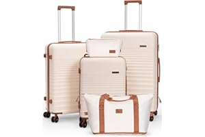 CONCEPTEN Luggage Sets 5 Piece, Suitcases with Wheels, Hardshell Suitcase Set, ABS Carry on Luggage Set with TSA Lock, Travel Luggage