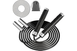 NONOGO 𝟭/𝟮𝗹𝗯 𝗪𝗲𝗶𝗴𝗵𝘁𝗲𝗱 𝗝𝘂𝗺𝗽 𝗥𝗼𝗽𝗲 𝗳𝗼𝗿 𝗕𝗼𝘅𝗶𝗻𝗴-Speed Skipping Rope with Adjustable 2 x 5.5mm Heavy PVC Ropes and Silicone Handle for Men Women Fitness Cardio Crossfit Workout Training Exercise Free Carry Bag