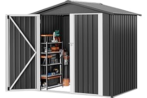 DWVO 6x4ft Metal Outdoor Storage Shed, Large Heavy Duty Tool Sheds with Lockable Doors & Air Vent for Backyard Patio Lawn to Store Bikes, Tools, Lawnmowers,Dark Gray