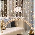 20 Strings Crystal Beaded Curtain, Arched Door String Curtain, Hanging Doorway Room Divider Suitable for Home, Coffee House, Bedroom, Restaurant. (Chamgagne)