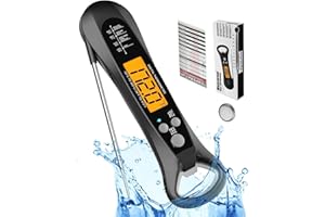 ROUUO Meat Thermometer Digital for Cooking-Backlight, Calibration, Ultra Fast, Waterproof Instant Read Thermometer Digital Food Thermometer, Cooking Thermometer for Meat, Outdoor Grill Thermometer