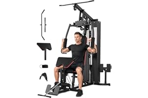 Home Gym Equipment, Multifunctional Home Gym Machine with 150 Lb Weight Stack for Back, Chest, Arms, Legs, All in One Exercis