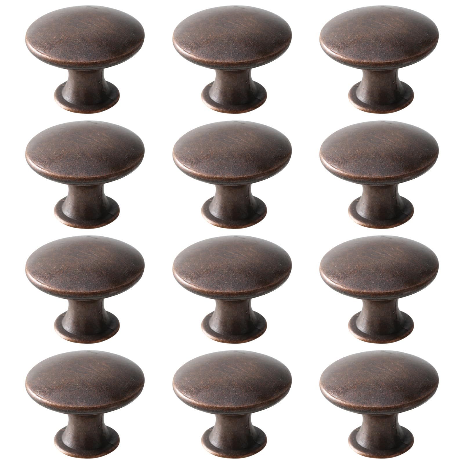 Beilala Cabinet Door Knobs Antique Copper, 12 Pack Round Metal Cupboard Handles Kitchen Cabinet Pulls with Screws for Chest of Drawers Furniture Dresser Door, 30x21mm — image 1
