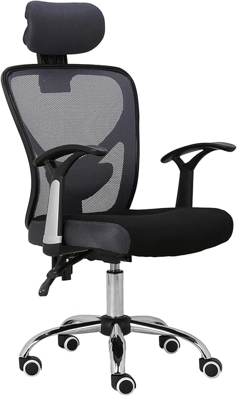Amazon Com Homefun Ergonomic Mesh Office Chair Adjustable Computer Desk Chair With Headrest Comfortable Backrest Task Chair Swivel Rolling Chair Grey Kitchen Dining