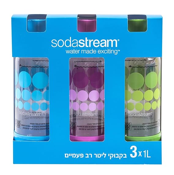 SodaStream 1 Liter x 3 Pack PET-Flaschen blau / grün / lila - neues design 2015