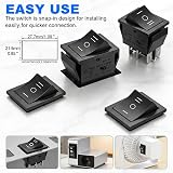 Heschen Rocker Switch ON-OFF-ON DPDT 6 Terminals 16A 250VAC Black 2 Pack view 4