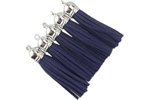 QIANHAILIZZ 30 Silver CCB 2-1/4 Inch Faux Suede Tassel Charm Keychain Cellphone Straps Z58