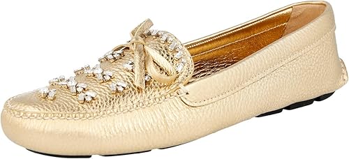 womens gold leather loafers