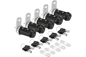 PTEROMY 5 Pack Cabinet Lock with Keys, 1-1/2'' Heavy Duty Tubular Cam Lock for RV Compartment Storage Locks, Full Set of RV Cam Locks (Black, 1-1/2'', 5 Pack)