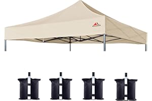 SCOCANOPY 10x10 Canopy Replacement Top,Canopy Cover ONLY,Bonus 4 Pack Weight,(Beige)