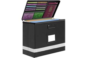 tidytech Nokbox Next of Kin Box Organizer with Smart Labels, Foldable File Organizer with Combination Lock Portable Fireproof Document with 5 Hanging Files for Legal Size Folder Certificate,Black