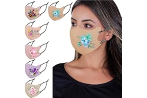 OMG Decor Reusable and Washable Face Masks,Adjustable Ice Silk Cloth Mask,Beautiful Flower Pattern Cloth Face Mask,Pack of 6