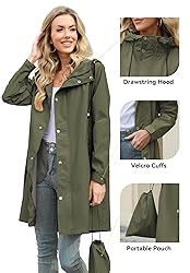 Zando Womens Rain Jacket with Hood - Travel Rain