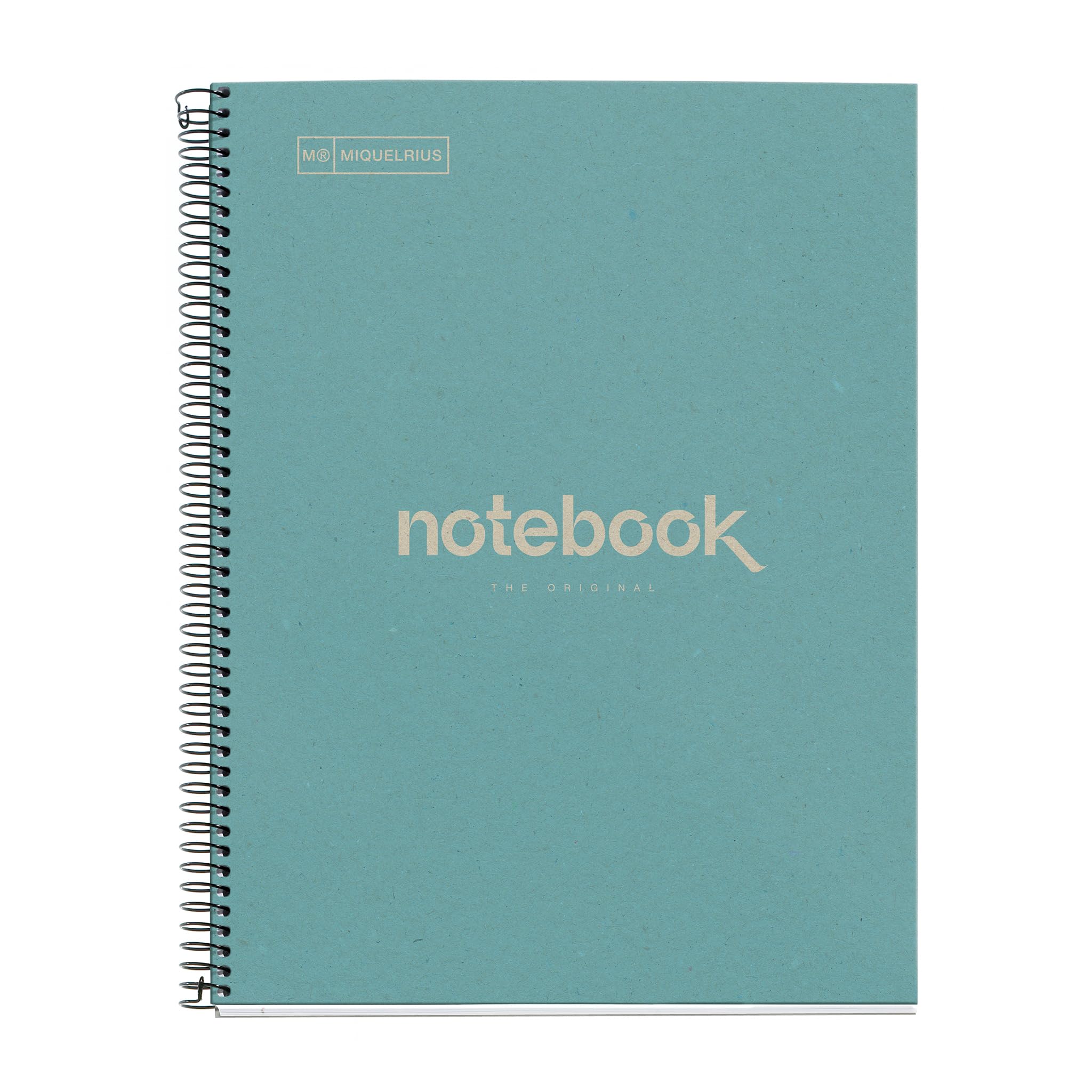 Miquelrius - Recycled A4 notebook, 80 sheets of 80 g/m², 5 x 5 mm grid, recycled paper notebook (post-consumer recovery), 1 colour strip, 4 drills, recycled cover, eco blue