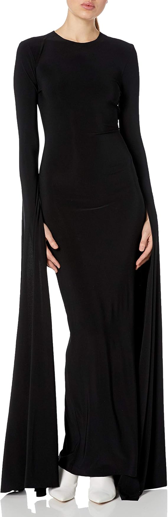 Norma Kamali Women's Open Back Ribbon Sleeve Fitted Gown