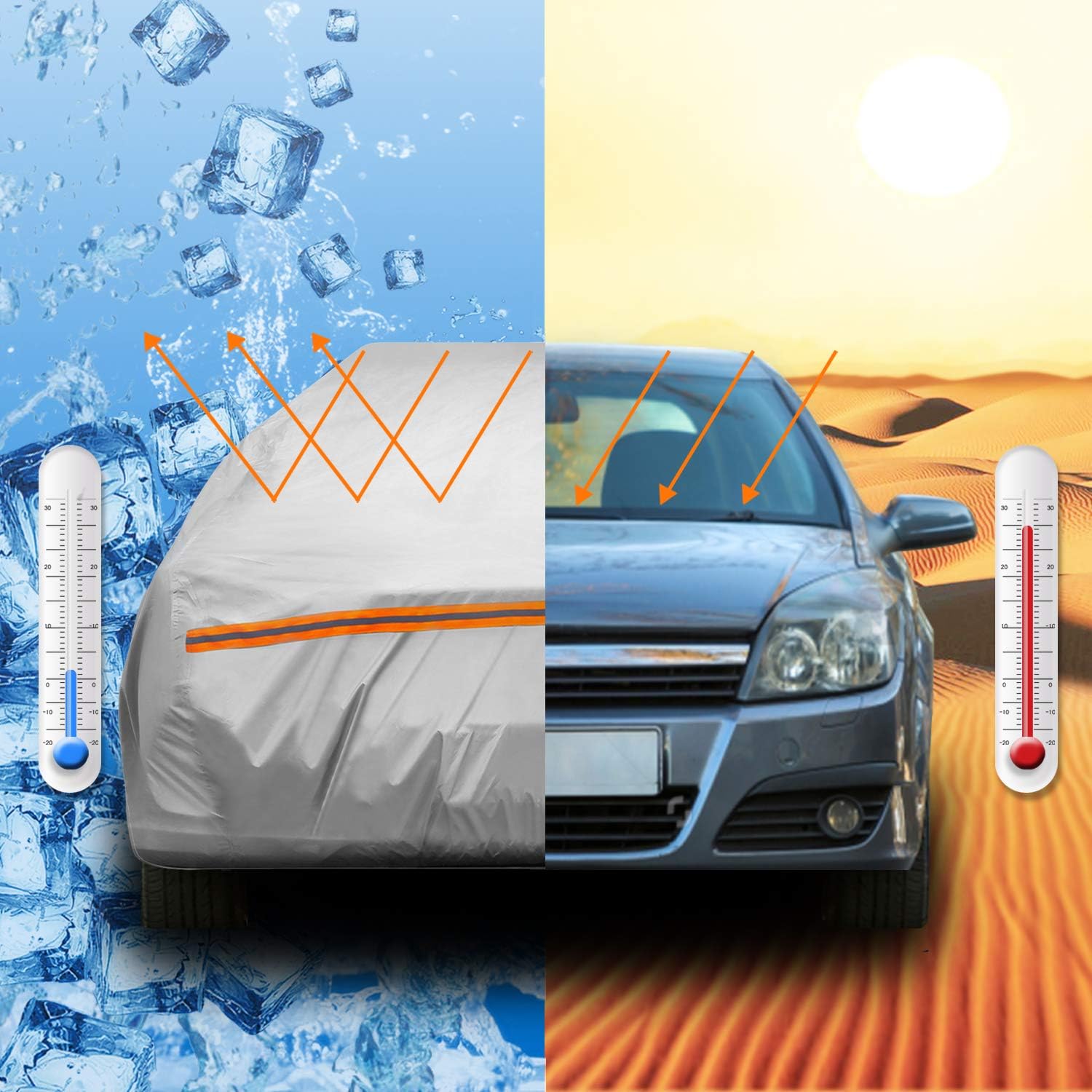 Amazon Ohuhu カーカバー 自動車ボディカバー Suv ワゴン セダン 各車対応 防水 防雪 防塵防輻射紫外線508x152x119cm ボディーカバー 車 バイク