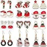 Degolso 12Pairs Christmas Earrings for Women Holiday Xmas Dangle Earrings Christmas Tree Snowflake Earrings Studs Set for Bulk Cute Small Christmas Jewelry Accessories Gifts