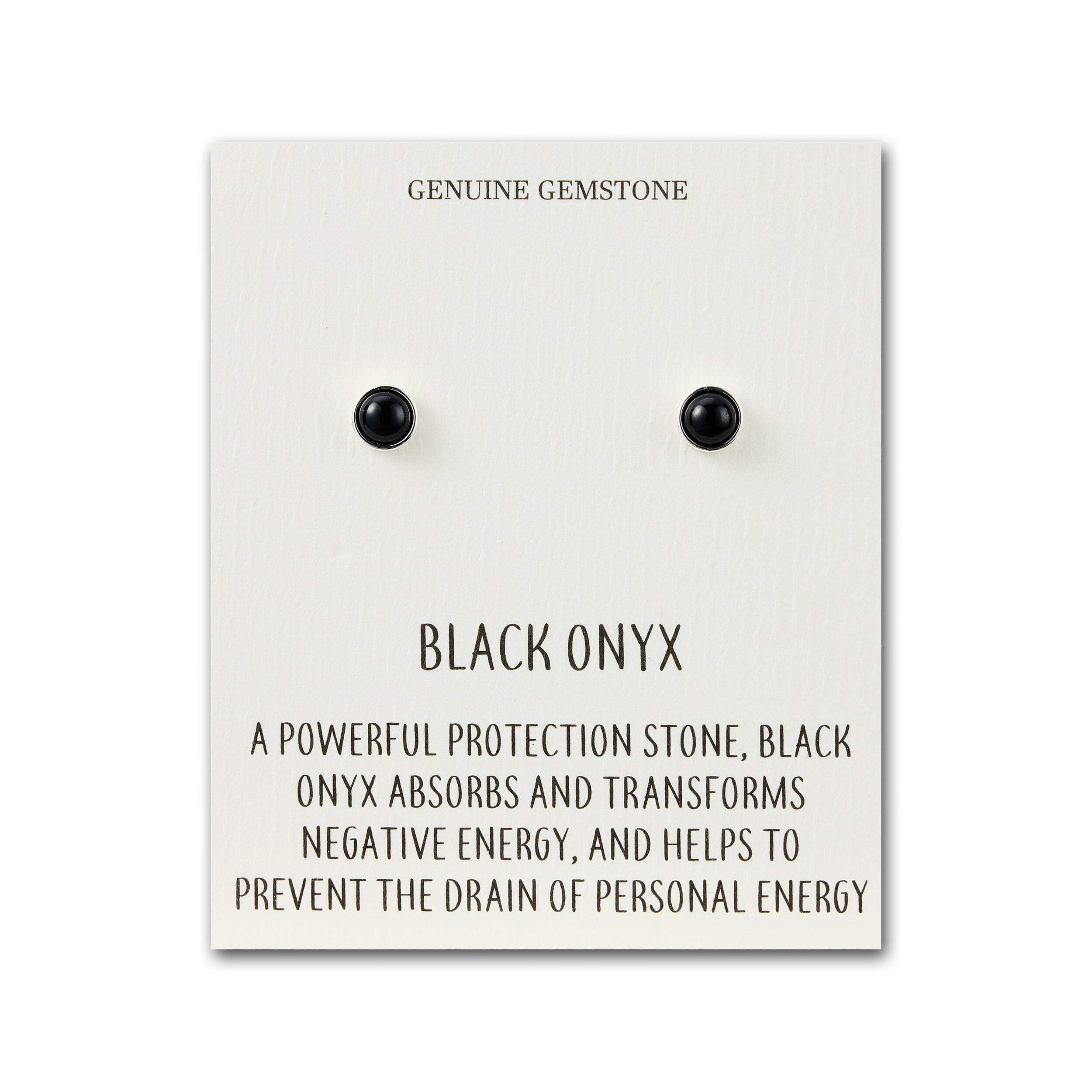 Philip Jones Black Onyx Stud Earrings with Quote Card