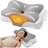 Silkena Heated Cervical Pillow for Neck Pain Relief, Ergonomic Contour Orthopedic Memory Foam Pillow for Neck Support, USB Heating with Adjustable Temp Settings