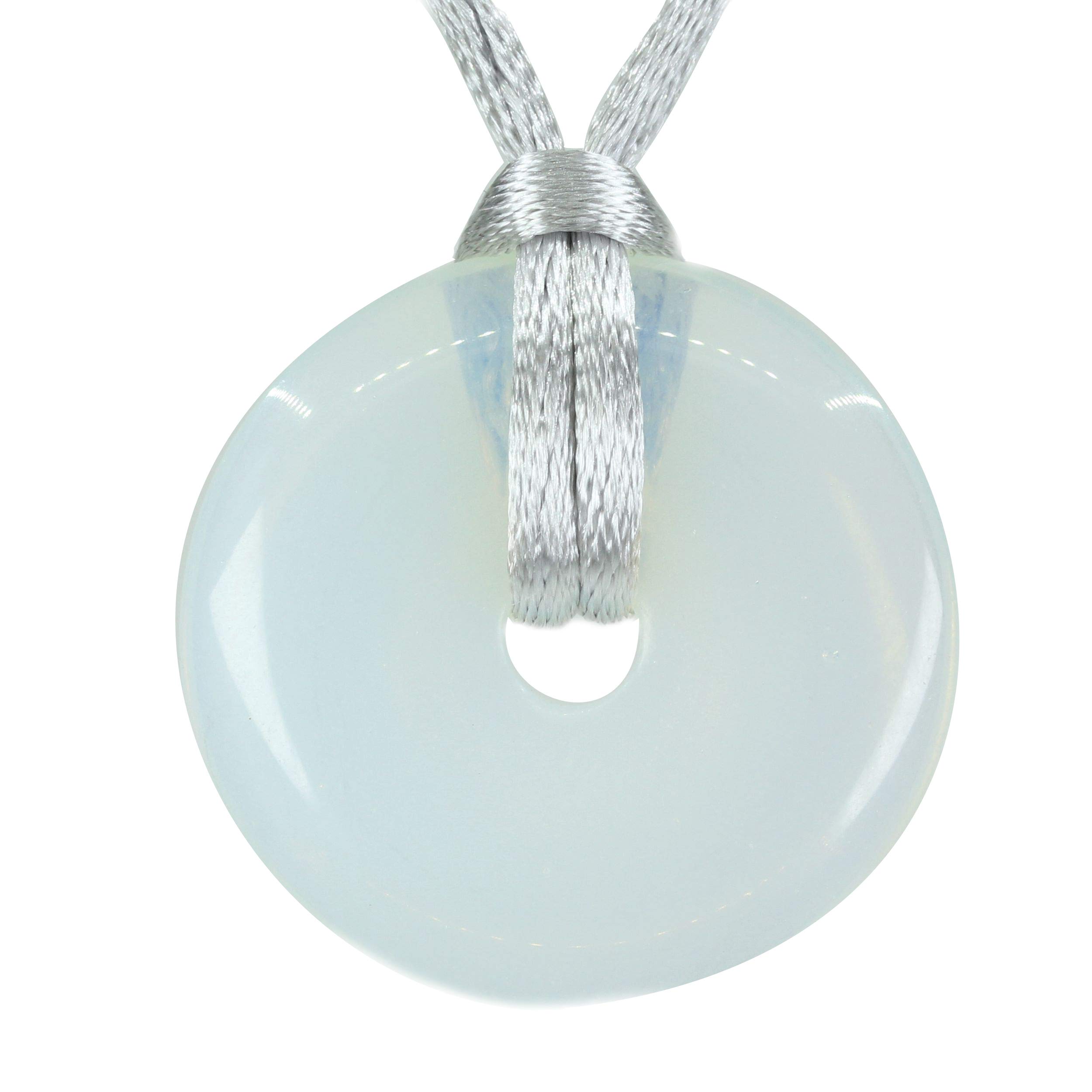 CHENYUE Natural Opalite Peace Donut 30M Beads Adjustable Braided Macrame Tassels Pendant Unisex