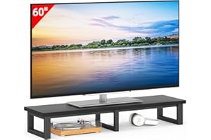 YAOHUOO 45" Large TV Riser for 32-60 inch TV, TV Riser Stand Shelf with Steel Legs, Tabletop TV Stand Riser for Home Office,Black