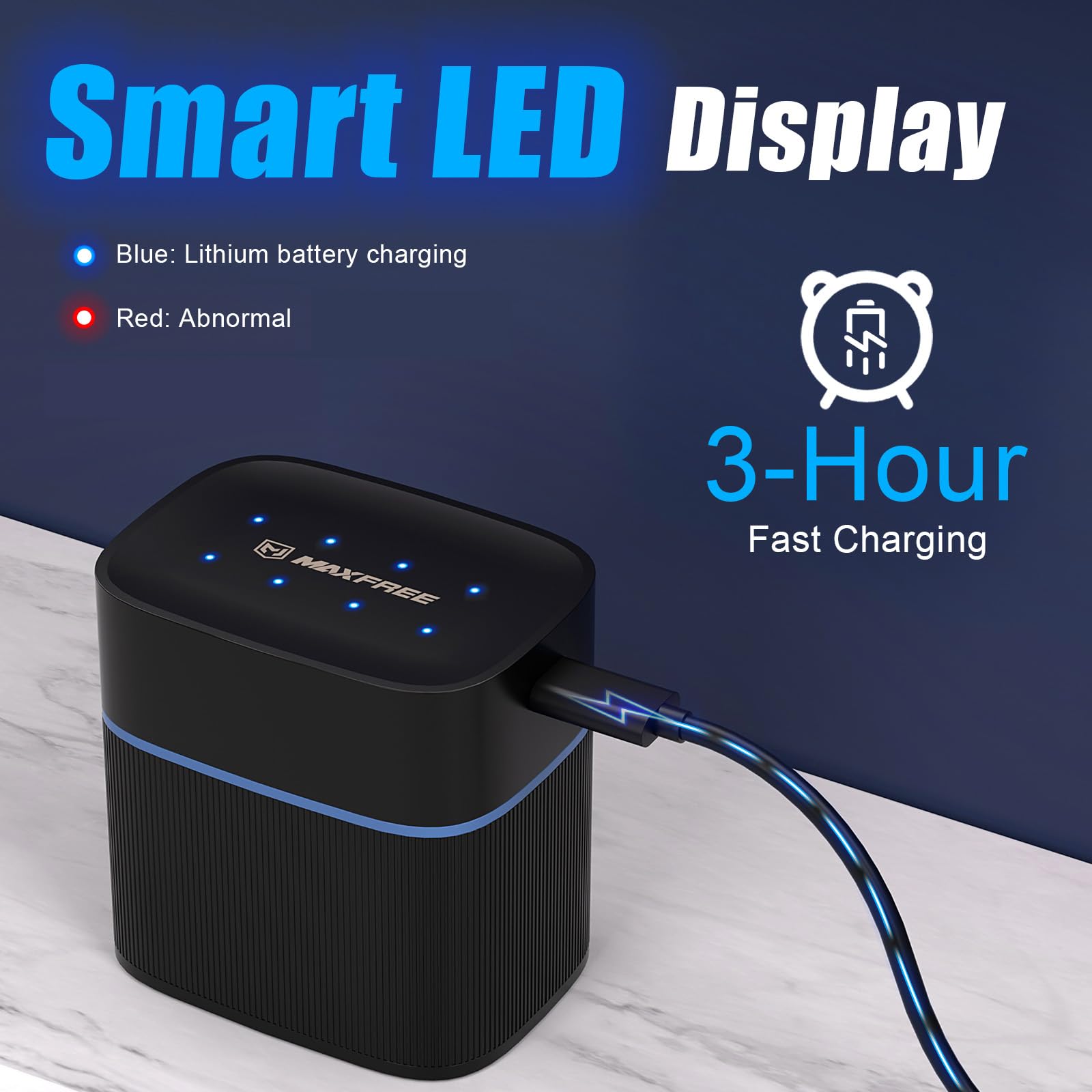 Maxfree Rechargeable AA Batteries Lithium with Charger, 8-Pack 1.5V 3600mWh Long Lasting Double A Batteries with LED Display, Cycle Times Up to 2500 – Fast Charging for Blink Outdoor Cameras & Toys