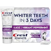 Crest 3D White Brilliance Toothpaste, Vibrant Peppermint, 4.6 oz (Pack of 1), Whiter Teeth in 3 Days, Anticavity Fluoride Toothpaste for 24 Hour Active Stain Prevention
