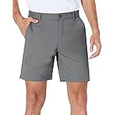 PULI Men's Golf Shorts Dress Flat Front Hybrid 7 Inch Stretch Lightweight Quick Dry Chino Casual with Pockets