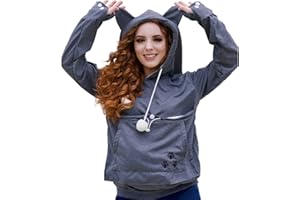 ALYC Unisex Hoodies Pet Holder Cat Dog Large Pouch Carriers Pullover with Cat Printing Sweatshirt (Dark Grey-Classic Version, XL)