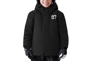FREE SOLDIER Boys Girls Waterproof Ski Jacket Fleece Lined Warm Winter Snow Coat Kids Winter Jacket with Detachable Hood